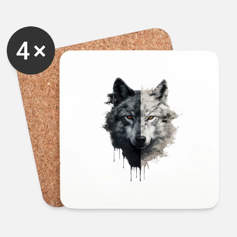 Wolf - Untersetzer (4er-Set) - Weiß