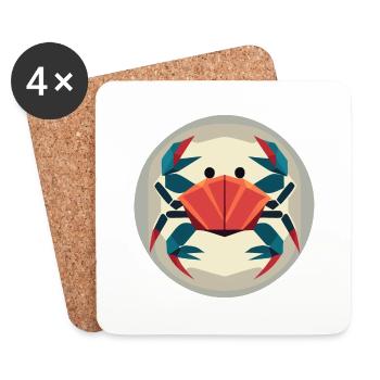 Tierkreiszeichen-Krabbe - Untersetzer (4er-Set) - Weiß - Vorne