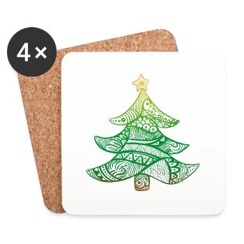 Weihnachtsbaum - Untersetzer (4er-Set) - Weiß - Vorne