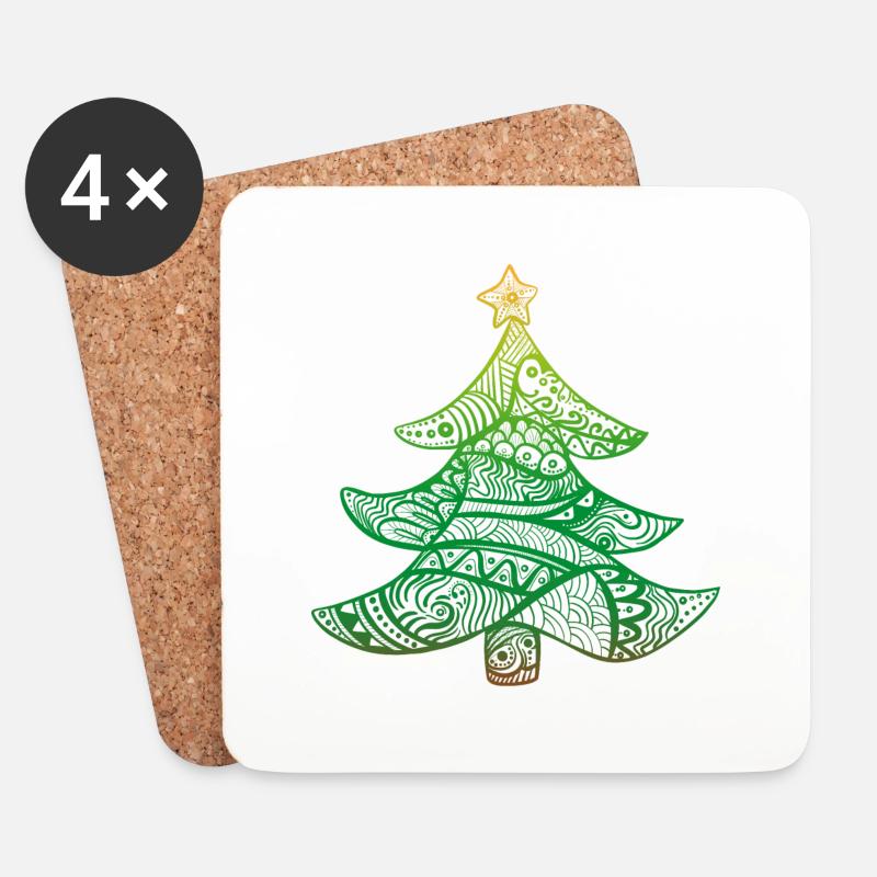 Weihnachtsbaum - Untersetzer (4er-Set) - Weiß