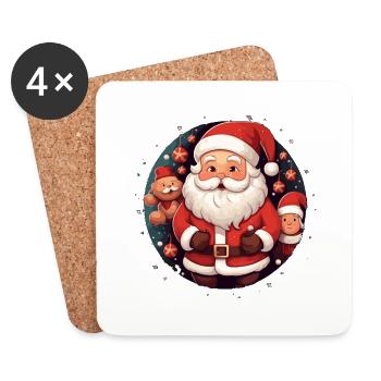 Père Noël drôle pour Noël - Dessous de verre (lot de 4) - blanc - Devant