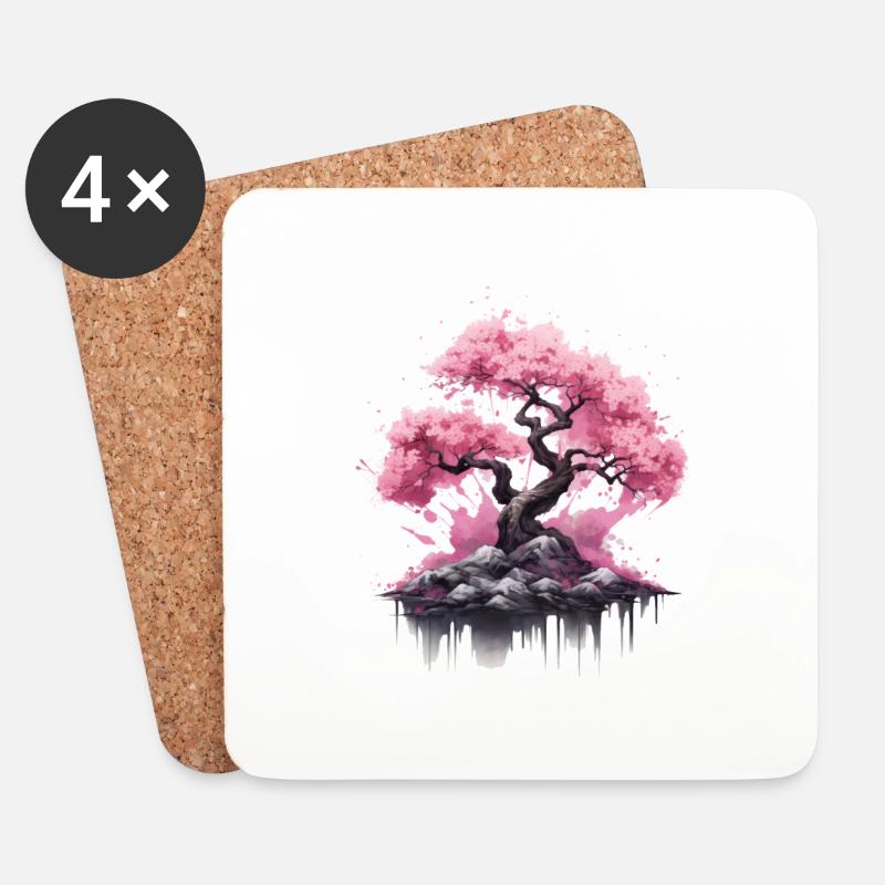 cherry blossom tree cherry blossom - Coasters (set of 4) - white