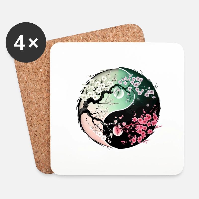 Sakura Yin Yang - Coasters (set of 4) - white