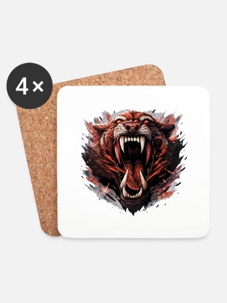Säbelzahntiger - Sabertooth v1 - Untersetzer (4er-Set) - Weiß
