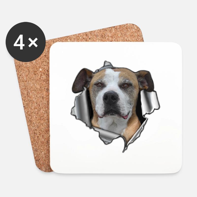 Kitty-Stafford - Untersetzer (4er-Set) - Weiß