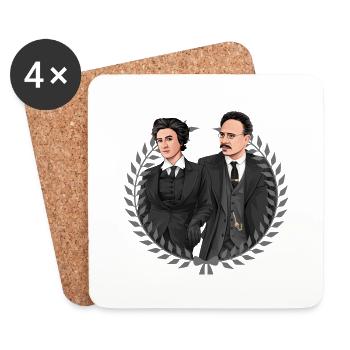 Rosa Luxemburg, Karl Liebknecht // Illustration - Coasters (set of 4) - white - Front