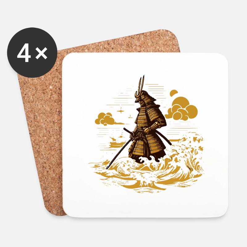 Samurai - Untersetzer (4er-Set) - Weiß