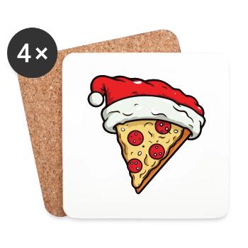 Pizza Noël Bande Dessinée - Dessous de verre (lot de 4) - blanc - Devant