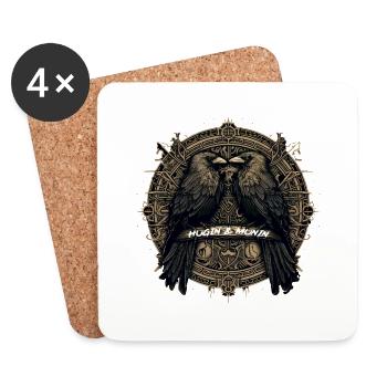 Hugin & Munin Raben Odins Kelten Wikinger Design - Untersetzer (4er-Set) - Weiß - Vorne