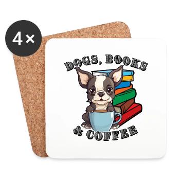Chiens Livres Café - Chiens Livres Café - Dessous de verre (lot de 4) - blanc - Devant