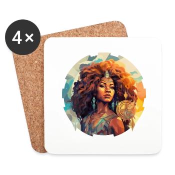 Portrait Frau Afrika Power Geschenk Afrika Fans - Untersetzer (4er-Set) - Weiß - Vorne