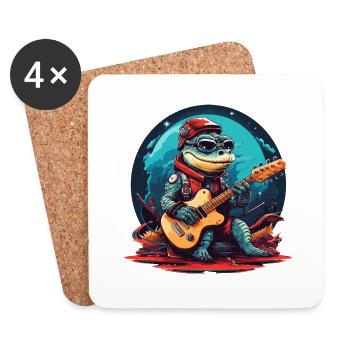 Crocodile à bascule avec guitare électrique pour petits et grands - Dessous de verre (lot de 4) - blanc - Devant