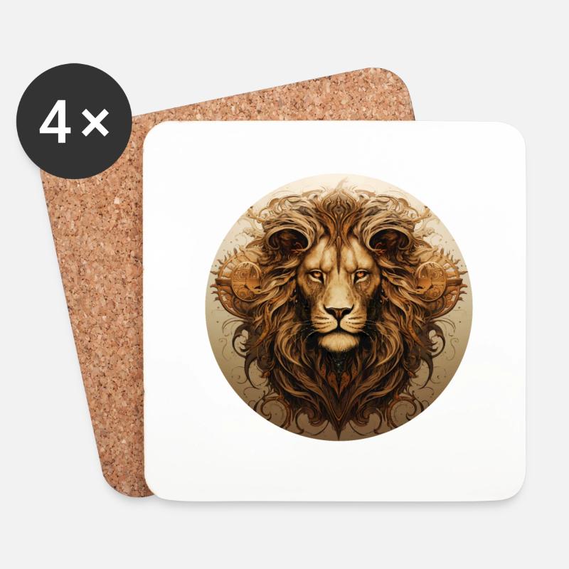 Majestätischer Löwe, König der Tiere Geschenk Löwe - Untersetzer (4er-Set) - Weiß