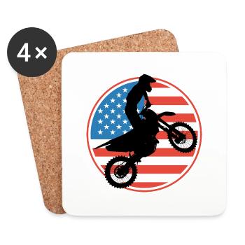 Motocross USA Flag - Coasters (set of 4) - white - Front