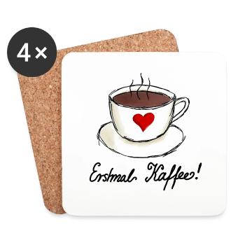 Erstmal Kaffee Ich liebe Kaffee - Untersetzer (4er-Set) - Weiß - Vorne
