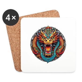 Asian Dragon - Japan - Chinese - Coasters (set of 4) - white - Front