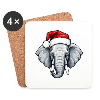 Noël tête d’éléphant - Dessous de verre (lot de 4) - blanc - Devant