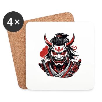 Samurai Warrior - Japan - Demon - Coasters (set of 4) - white - Front