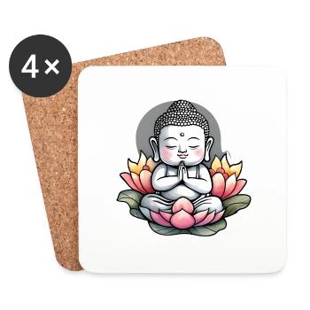 Baby Buddha - meditation yoga relaxation - Coasters (set of 4) - white - Front
