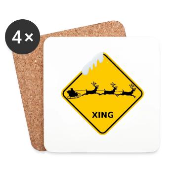 Wildwechsel "Weihnachtsmann m. Schlitten" / Schnee - Untersetzer (4er-Set) - Weiß - Vorne