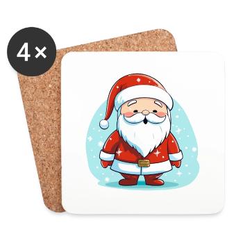 Weihnachtsmann - Untersetzer (4er-Set) - Weiß - Vorne
