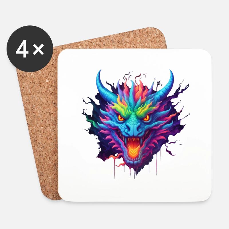dragon popart - Untersetzer (4er-Set) - Weiß