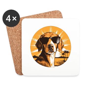 Beagle - Dessous de verre (lot de 4) - blanc - Devant