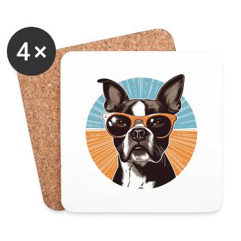 Boston Terrier - Dessous de verre (lot de 4) - blanc - Devant