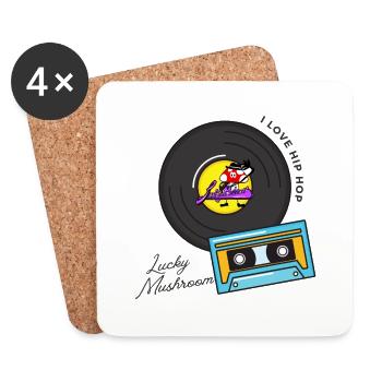 J’adore le Hip Hop T (Lucky Mushroom) - Dessous de verre (lot de 4) - blanc - Devant