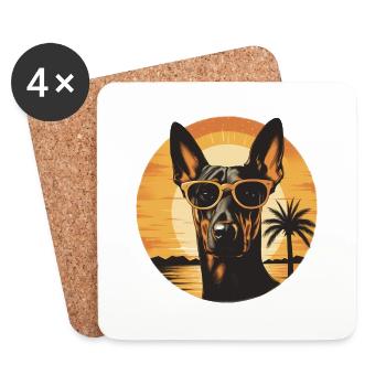 Dobermann - Untersetzer (4er-Set) - Weiß - Vorne
