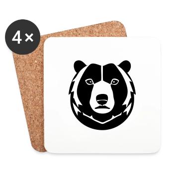 A strong fluffy bear in comic stalk - Coasters (set of 4) - white - Front