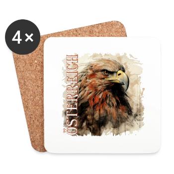 Österreich mit Kunst Adler, Geschenk Österreich - Untersetzer (4er-Set) - Weiß - Vorne