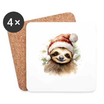 Sloth Christmas - Coasters (set of 4) - white - Front