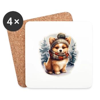 Man's best friend in winter - Coasters (set of 4) - white - Front