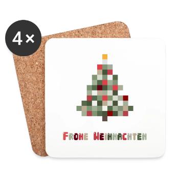 Joyeux Noël 8 bits rétro sapin de Noël - Dessous de verre (lot de 4) - blanc - Devant