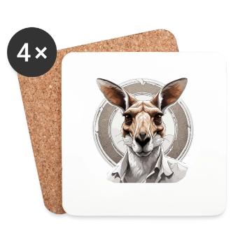 Kangaroo / Animal / Australia / Marsupial / Outback - Coasters (set of 4) - white - Front