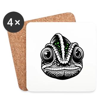 Caméléon - Dessous de verre (lot de 4) - blanc - Devant