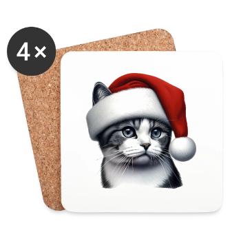 Kitty Cat The Santa Claus - Coasters (set of 4) - white - Front