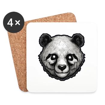Panda / Animal / Zoo / Bamboo / Wild / Childlike - Coasters (set of 4) - white - Front