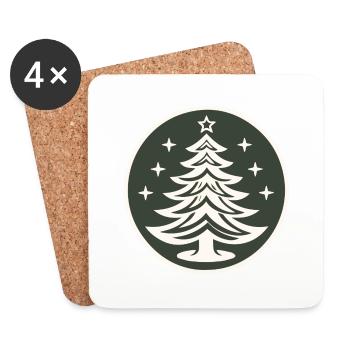 Arbre de Noël design vert crème. Sapin - Dessous de verre (lot de 4) - blanc - Devant