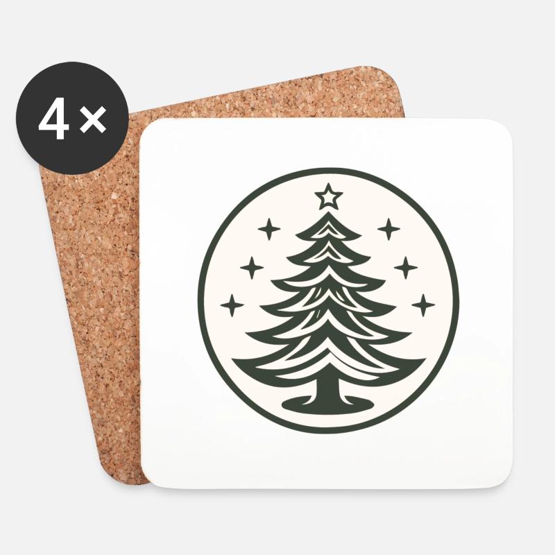Weihnachtsbaum mit Sternen - weihnachtliches Desig - Untersetzer (4er-Set) - Weiß