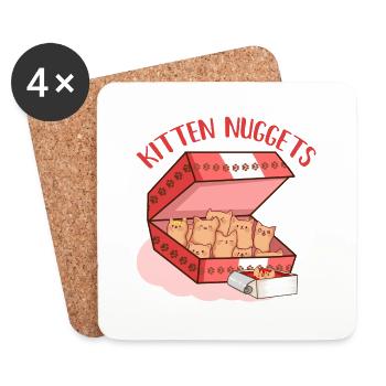 Lustiges Kätzchen Chicken Nuggets, Katzenliebhaber - Untersetzer (4er-Set) - Weiß - Vorne