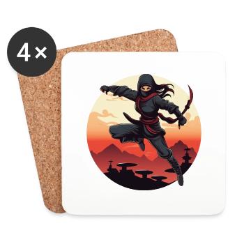 Charming Ninja Fighter I Ninja Girl I Ninja - Coasters (set of 4) - white - Front