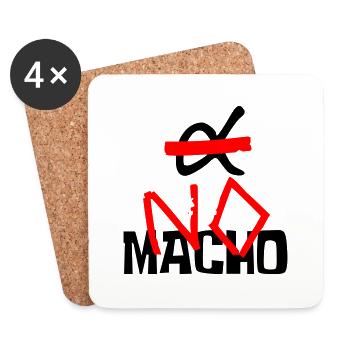 NO Macho (logo and text) - Dessous de verre (lot de 4) - blanc - Devant