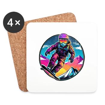 snowboard neige et ski - Dessous de verre (lot de 4) - blanc - Devant