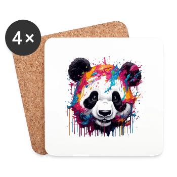 Panda / Animal / Zoo / Bamboo / Wild / Childlike - Coasters (set of 4) - white - Front