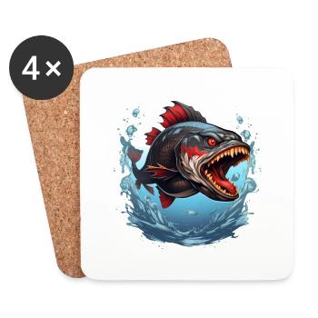 Piranha Fish for Anglers - Coasters (set of 4) - white - Front