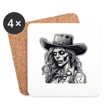 Cow Girl / Wild West / Desert / Lasso / Rodeo - Coasters (set of 4) - white - Front