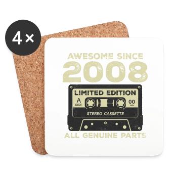2008 Birthday Born In 2008 Vintage Retro - Coasters (set of 4) - white - Front