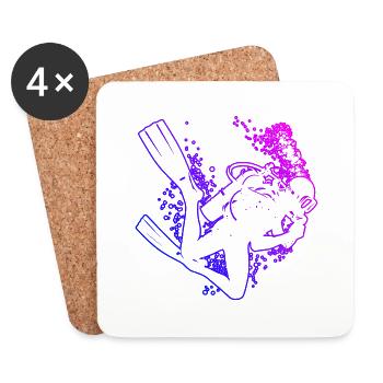 Scuba Diver Tauchen Diver Diving Scuba Taucher - Coasters (set of 4) - white - Front